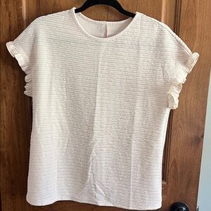 Women’s Cream Textured Ruffle Sleeve Top
